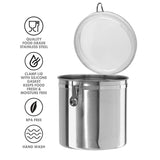 Oggi Stainless Steel Kitchen Canister 152 fl oz - Airtight Clamp Lid, Clear See-Thru Top - Ideal for Kitchen Storage, Food Storage, Pantry Storage. Jumbo Size 8" x 8". Oggi