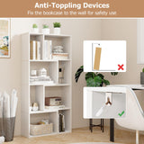 IFANNY Bookshelf, 48’’ Tall Bookcase with 8 Cubes, Small Bookshelf with Storage, Geometric Display Shelf, Wooden Bookshelves & Bookcases, Book Shelves for Bedroom, Living Room, Study (White) IFANNY