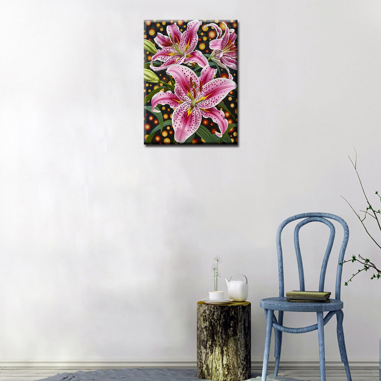 Lilly Flower Diamond Painting DIY 5D, Numbering Kit, Tropical Green Leaves Artwork/Pictures Red Lilium Floral Wall Art Crystal Rhinestone Embroidery Painting Home Decor Adults Gift(12''Wx 16''H) Tucocoo