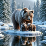 KTHOFCY 5D DIY Diamond Painting Kits for Adults, Bear Family in Snowy Full Drill Embroidery Cross Stitch Crystal Rhinestone Paintings Pictures Arts Wall Decor Painting Dots Kits 11.8X11.8 inch KTHOFCY