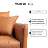 Valencia Jasper 85" Cognac Tan Brown 3 Seater Full Leather Couch | Mid Century Leather Sofa with 2 Pillows for Living Room Furniture | Plush Cushions, Nappa Leather Lounge Couch VALENCIA THEATER SEATING