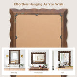 Besdomus Rustic Wooden Framed Mirror: 32" x 24" Dark Brown Wood Bathroom Mirrors for Wall - Vertical or Horizontal Hanging for Bathroom/Vanity/Entryway - Ideal for Farmhouse Style Lovers Besdomus