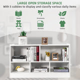 IFANNY 5 Cube Bookcase, 2 Tier Bookshelf Organizer w/Open Compartments, Horizontal Wood Bookshelves & Bookcases with Storage, Modern Book Shelf for Bedroom, Living Room, Play Room (White) WoodArtSupply