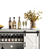 Panana Bar Cabinet with Barn 2 Sliding Doors Buffet Farmhouse Storage Cabinet TV Stand (White Cabinet) Panana