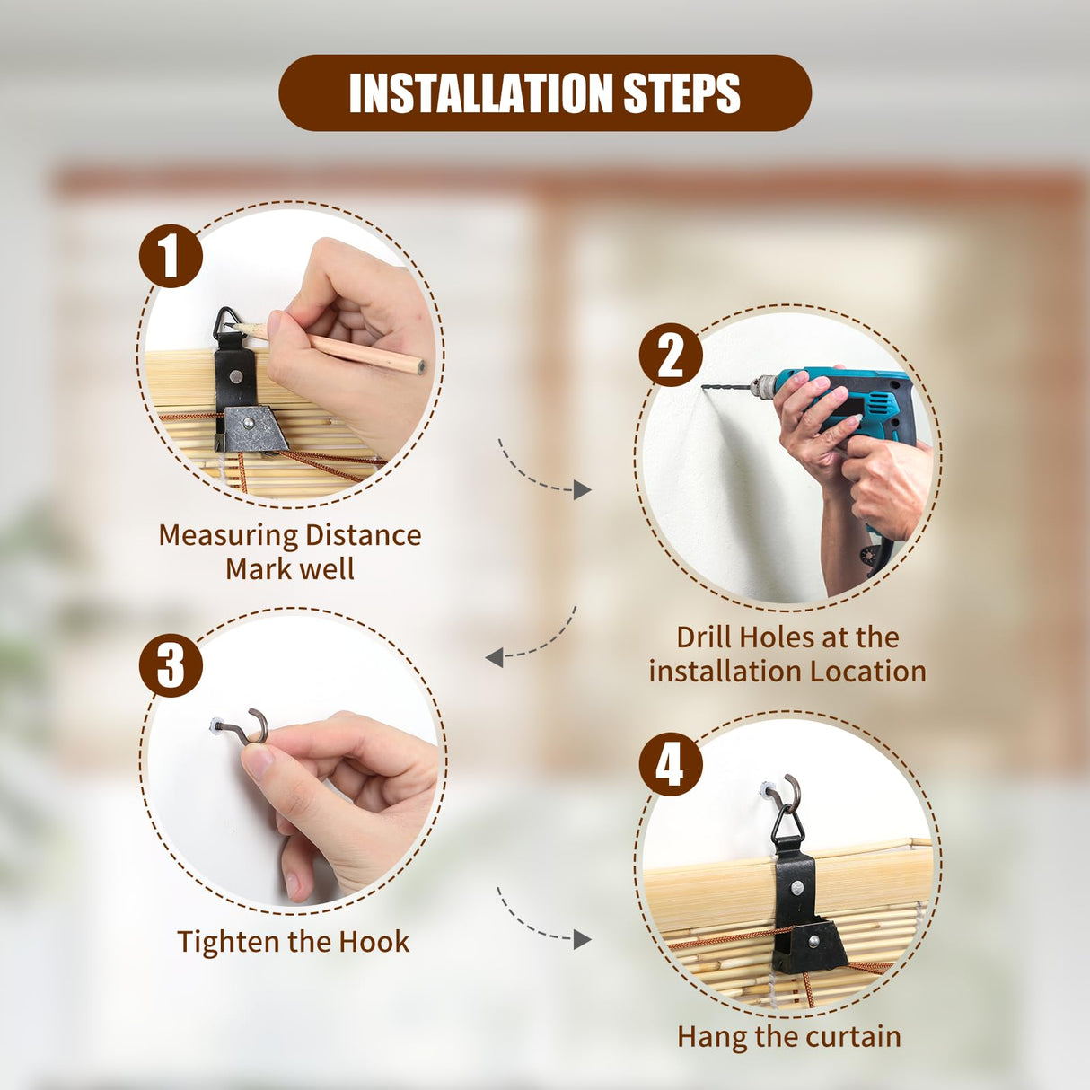 CSBWDLT Bamboo Blinds Roman Bamboo Curtains Roller Shades for Interior Windows,Roll Up Blinds Indoor Outdoor Patio 36" W x 72" H CSBWDLT