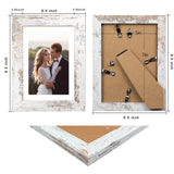 Capcillin 5x7 Picture Frame Wood Patten Distressed White Set of 2, Each Frame with Mat,Display 5x7 Picture Without mat or 4x6 Photos with Mat Wall Decor Table Top(CP001-MD5x7RW) Capcillin
