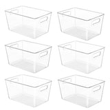 YIHONG 6 Pack Clear Pantry Organizer Bins, Plastic Containers with Handle for Kitchen,Freezer,Cabinet,Closet,Bathroom Under Sink Storage YIHONG