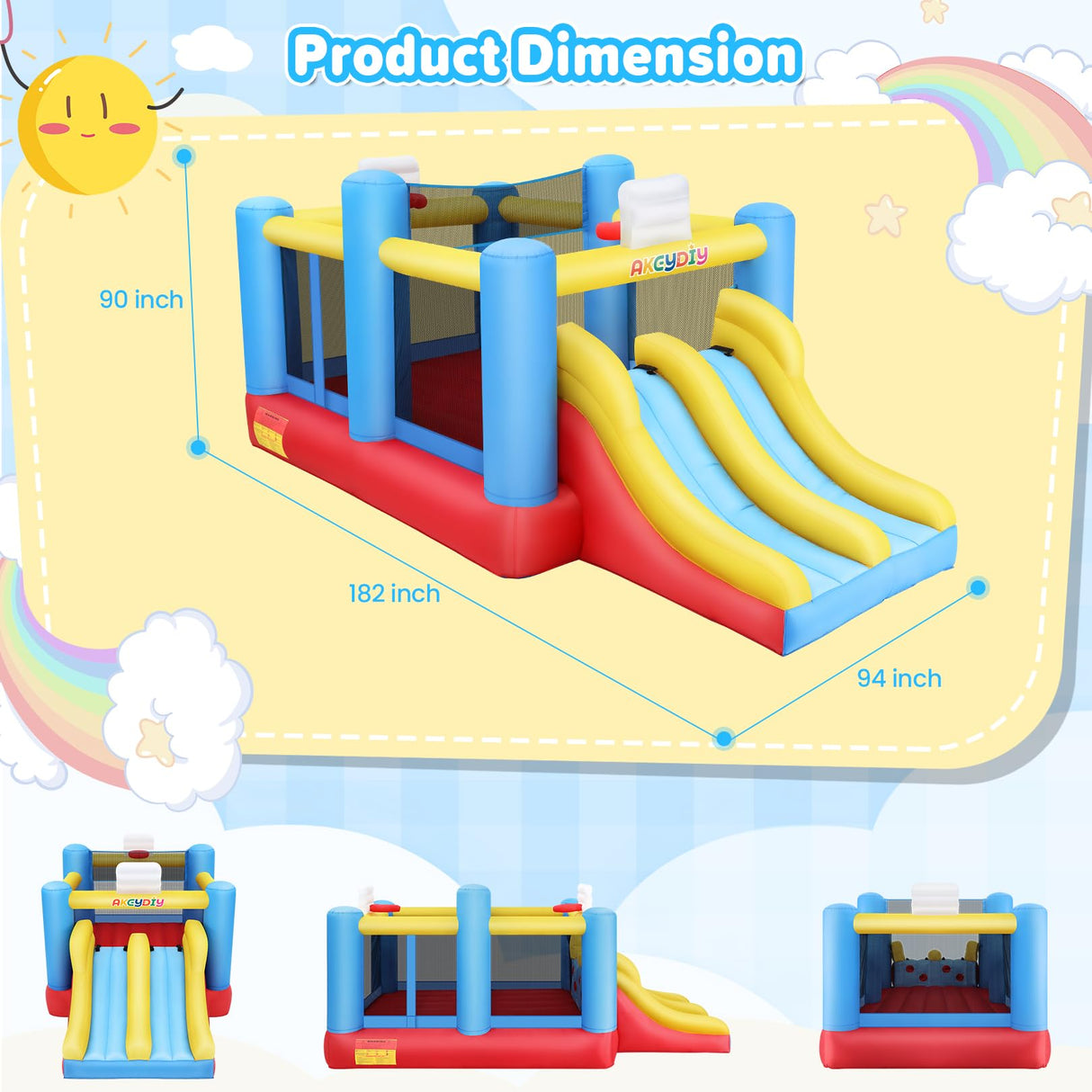 AKEYDIY Bounce House Ball Game Park, Large Bounce House for Kids 8-12, Sports Mania Bouncy House with Large Bounce Area/Dual Slides Inflatable Bouncer with Blower - Huge16ft x10ft AKEYDIY
