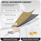 YAUWOH Metal Kitchen Pantry Storage Cabinet, Metal Freestanding Bathroom Floor Cabinetwith 4 Doors & 3 Adjustable Shelves, Metal Storage Cabinet for Bathroom, Living Room, Kitchen, Pantry, White YAUWOH