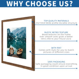 Hongkee 16x20 Frames Set of 2, Rustic Brown Wood Style - Display 16 x 20 Picture without Mat or 11x14 Picture with Mat, Wall Mounting Horizontal and Vertical Hongkee