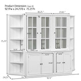 THINK 30 75.25'' Tall Display Cabinets,Cabinet with Two Triangle Sided Bookshelves, 92.9'' Wide Retro Style Wall Suit,for Hallways, Living Room, Office, Studio or Workspace, White THINK 30