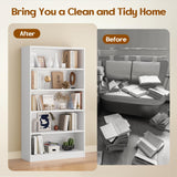 Soohow White Bookcase with Adjustable Shelves, 5 Shelf Book Case, Large Tall White Bookshelf for Living Room, Bedroom, 60 in Tall, 33 in Wide, 11.6 in Deep Soohow