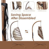 NICESOUL® Egg Chair Indoor Outdoor Patio Wicker Hanging Chair with Stand, Swing Egg Chairs All Weather Resistant with Thicken Comfy Cushions, 350lbs Capacity for Bedroom Balcony Brown NICESOUL