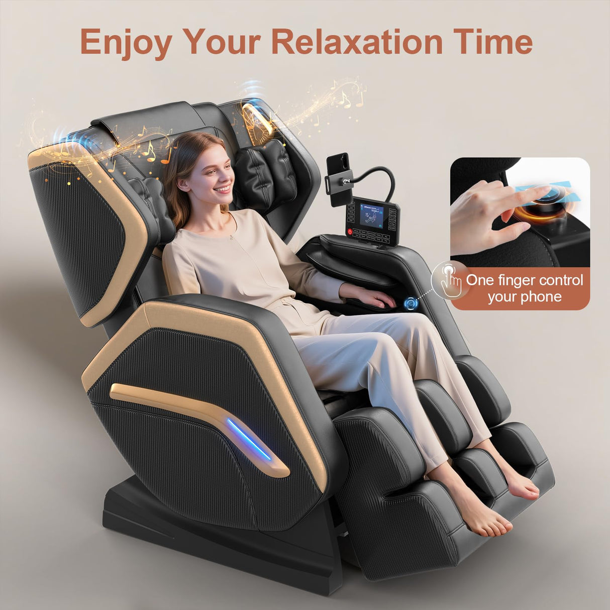 NAGLIFOR Massage Chair Full Body, Zero Gravity Massage Chair with Heating, 8 Airbags, 14 Fixed Rollers, Foot Massage, Bluetooth Speaker, Touch Remote Control, Nightlights for Family and Friends NAGLIFOR