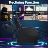 Giantex Gaming Massage Recliner Chair - Racing Style Gaming Sofa Chair with Reclining Backrest, Massage Lumbar Pillow, Retractable Footrest, Home Theater Seating with Bluetooth Speaker (Blue) Giantex