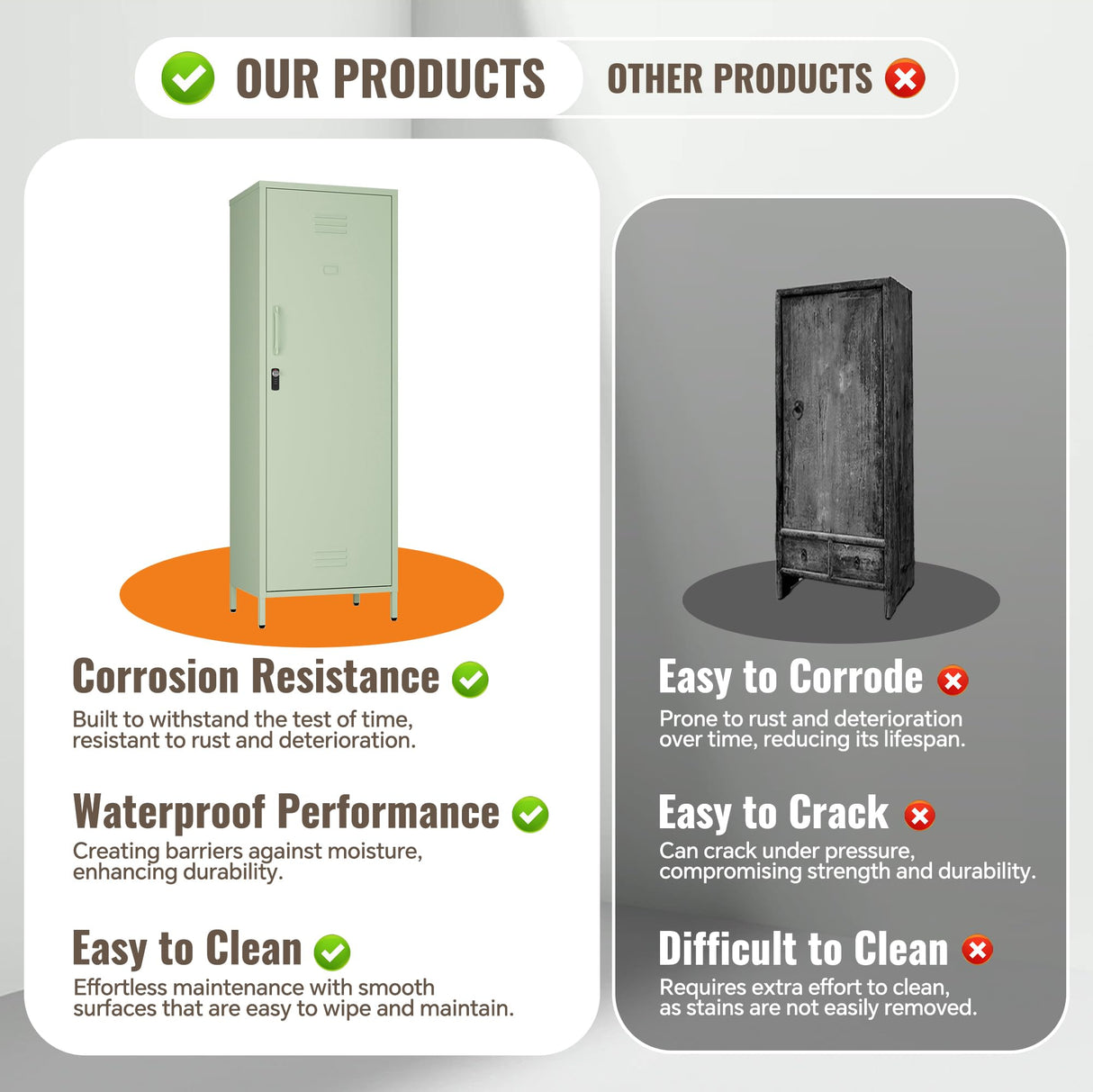 Steehoom Locker Cabinet, 59.06" H Green Metal Locker Storage Cabinet for Employees with Locking Door and 2 Shelves Kids Locker Tool File Cabinets for Bedroom, Home Office, Garage, Bathroom Steehoom