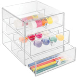 iDesign Plastic Divided 3-Drawer Vanity & Countertop Organizer – 7" x 6.5" x 6.5”, Clear iDesign