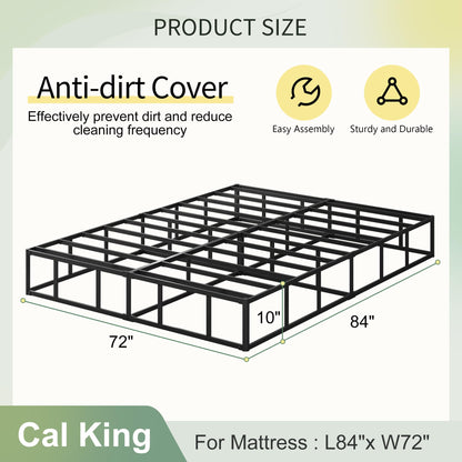 Lutown-Teen 10 Inch California King Box Spring High Profile, Heavy Duty Metal Cali King Box Spring Bed Base with Fabric Cover, Mattress Foundation, Noise Free, Easy Assembly