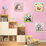 4 Pack Animal Paint by Number for Kids with Wooden Frame, Paint by Numbers for Kids Animals Ages 4-8-12, Easy Elephant Panda Bee Hedgehog DIY Acrylic Oil Painting Kits for Home Wall Decor (8X8 inch) xackcme