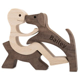 ISHINE Personalized Dog Figurines, Unique Handmade Wooden Sculpture Dog and Man, Gift for Boy Father Husband, Wood Decor Natural ECO Friendly ISHINE