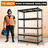 BIG RED Storage Shelving Unit, 5-Tier Adjustable, Heavy Duty Metal Garage Shelves/Utility Rack for Kitchen, Pantry, Basement, Bathroom, Laundry - 3,000lb Capacity, Black, 72" H x 48" W x 24" D BIG RED