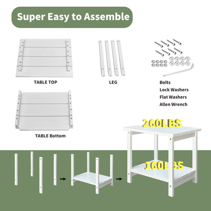 RKVPCNE Outdoor Side Table Patio Side Tables for Outside, Small Patio Table Square End Table for Patio Backyard, Pool, Indoor Companion Wood Weather Resistant，White - WoodArtSupply