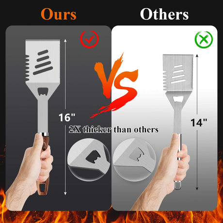 ROMANTICIST 27pcs Heavy Duty BBQ Tools Gift Set for Men Dad, Extra Thick Stainless Steel Grill Utensils with Meat Claws, Grilling Accessories Kit in Portable Carrying Bag for Camping, Backyard Brown ROMANTICIST