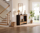 Tribesigns 41.3" Farmhouse Console Table, Behind Couch Sofa Table with Open Storage Shelves for Living Room, Hallway, Foyer, Easy Assembly, Black + Brown Tribesigns