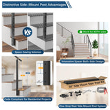 Gyykzz 2 Pack Complete Set Side Mount Stair Cable Railing Post Kits 36", Space-Saving Fascia Mount Stair Railing System Includes 2 Pack Side Mount Posts, 85FT Cable, 20 Cable Tensioners (No Handrail) Gyykzz