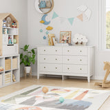 FOTOSOK White Dresser, Chest of Drawers, Modern 6 Drawer Double Dresser with Deep Drawers, Wide Storage Organizer Cabinet for Living Room, Hallway FOTOSOK