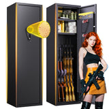 10-12 Fingerprint Gun Safe, Large Gun Safe for Rifles and Pistols,Quick-access Biometric Gun Cabinet,Rifle Safe with Removable Shelf Pistol Pockets，Home Gun Locker with Alarm System Silent Mode FFVVGH