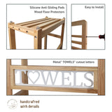 Free Standing Towel Racks for Bathroom - Besuerte 2 Tier Bath Towel Rack, Blanket Rack Stand for Living Room, Bedroom, Towel Drying Rack for Bathroom, 31.5" H Blanket Holder with White Towels Letters Besuerte