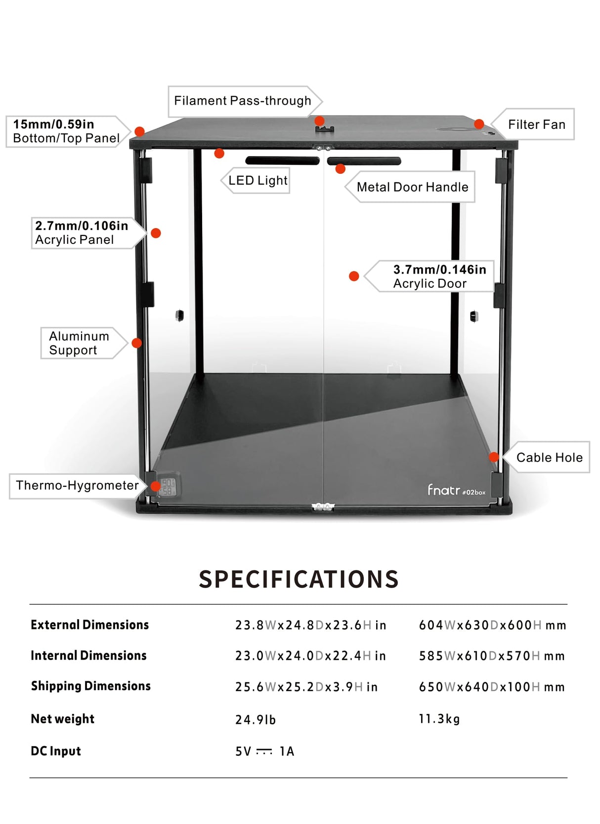 FNATR 3D Printer Enclosure Ender 3 Enclosure Resin 3D Printer Enclosure LED HEPA Ventilation 3D Printer Cover for Ender 3 S1/Elegoo Neptune 4/Bambu Lab A1 with AMS Lite/Prusa MK4/Ankermake M5 FNATR