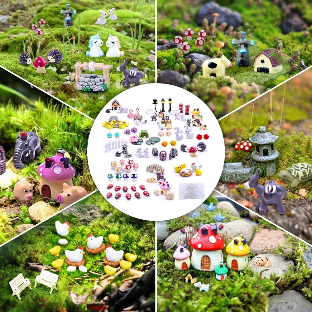 Dracarys Selected 100 Pcs Fairy Garden Accessories, Mini Resin Animals, Miniature Figurines, Micro Landscape Ornaments Kit, Garden DIY Animals, Environmental Resin, Forest Encounters Dracarys