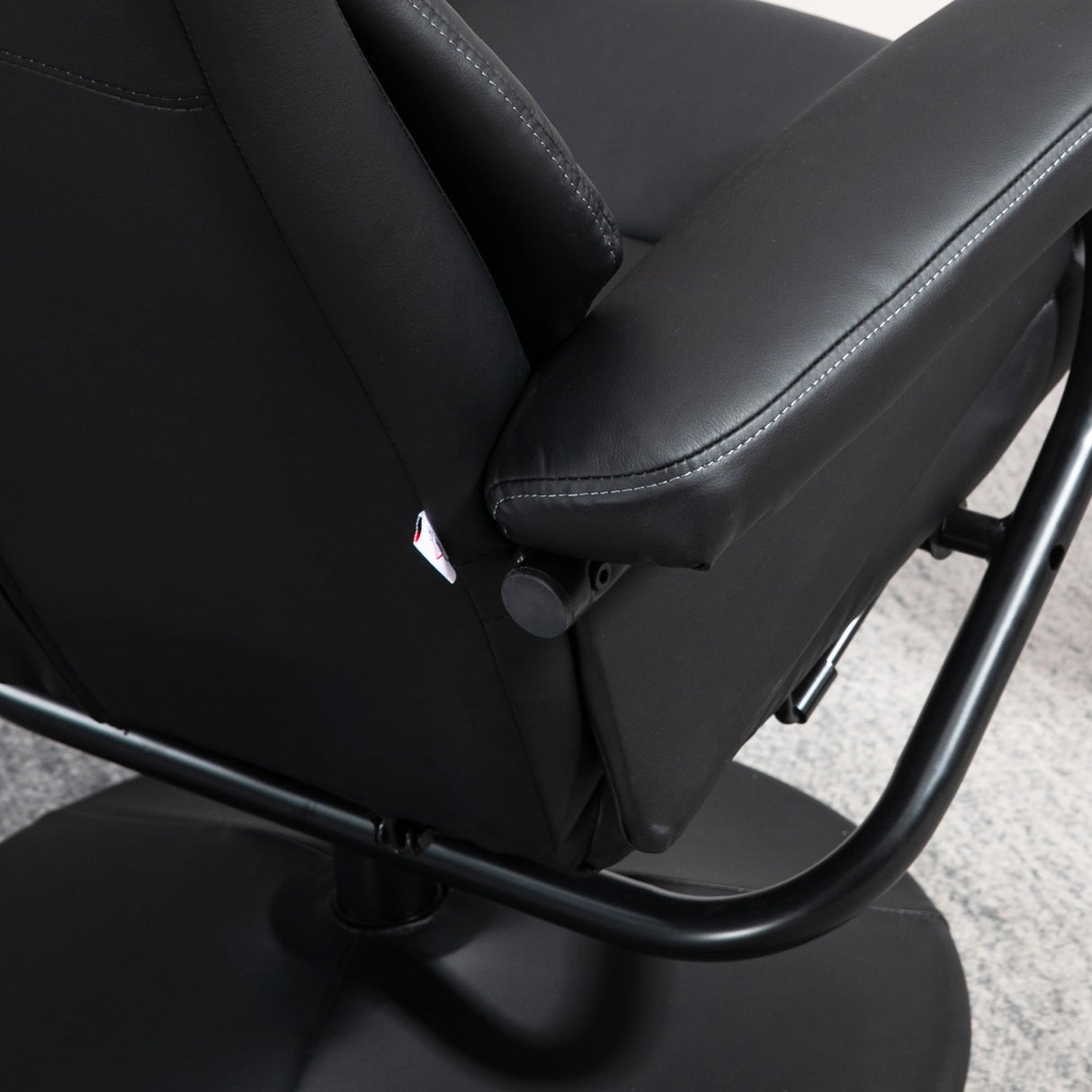 HOMCOM Recliner Chair with Ottoman Footrest, 360° Swivel Reclining Chair, Faux Leather Living Room Chair with Adjustable Backrest and Wrapped Base, Black HOMCOM