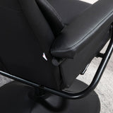 HOMCOM Recliner Chair with Ottoman Footrest, 360° Swivel Reclining Chair, Faux Leather Living Room Chair with Adjustable Backrest and Wrapped Base, Black HOMCOM