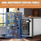 WHALL® Touch Screen Toaster 2 Slice, Stainless Steel Digital Timer Toaster, 6 Bread Types & 6 Shade Settings, Smart Extra Wide Slots Toaster With Bagel, Cancel, Defrost Functions whall
