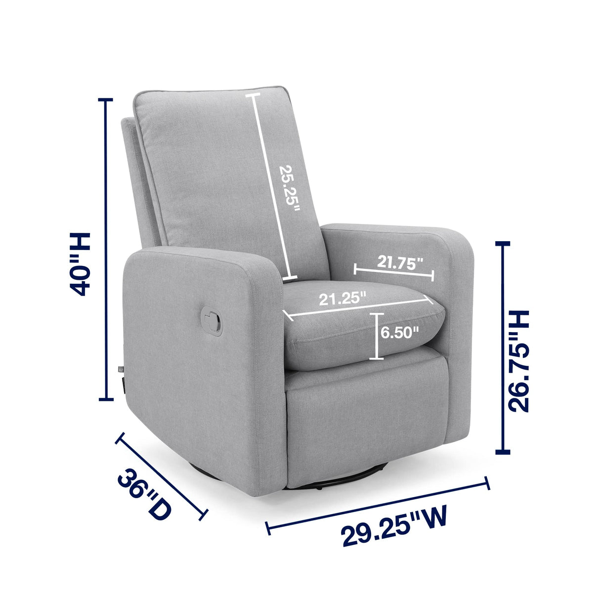 GAP babyGap Cloud Recliner with LiveSmart Evolve - Sustainable Performance Fabric, Grey Delta Children
