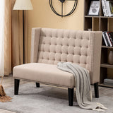 Andeworld Modern Loveseat Settee Bench Sofa Couch, Upholstered Banquette Dining Bench with Back for Dining Living Room Hallway or Entryway Seating,Putty Andeworld
