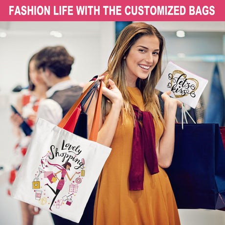 20 Pack Sublimation Blanks Tote bags, MAFYE Reusable Grocery Bags DIY Heat Transfer Canvas Tote Bags Cosmetic Makeup Bags Shopping Bags W/Customized Color for DIY, Advertising, Christmas Craft Present MAFYE