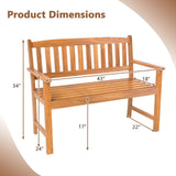 COSTWAY Wooden Bench Outdoor, Sturdy Outdoor Acacia Wood Bench for Garden, Park & Porch, 43”L x 22”W x 34”H, Teak COSTWAY