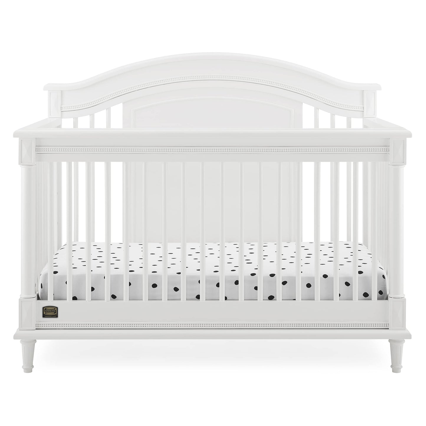 Delta Children Simmons Kids Juliette 6-in-1 Convertible Crib with Toddler Rail, Greenguard Gold Certified, Bianca White