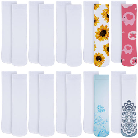 Vabean 10 Pairs Blank White Sublimation Socks Halloween DIY Socks Printable Athletic Socks Full Sublimation Socks Unisex Sports Crew Socks, One Size Vabean
