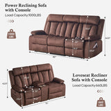 RIHEREFY Velvet Reclining Couch Set, Loveseat Recliner Sofa with Console, Cup Holder, USB & Type C, Massage & Heat, Modern Living Room Furniture, Brown, 82" W x 35.9" D x 42.5" H RIHEREFY