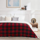 Touchat Sherpa Red and Black Buffalo Plaid Christmas Twin Blanket 60" X 70", Fuzzy Fluffy Soft Cozy Throw Blanket, Fleece Flannel Plush Microfiber Blanket for Couch Bed Sofa Touchat