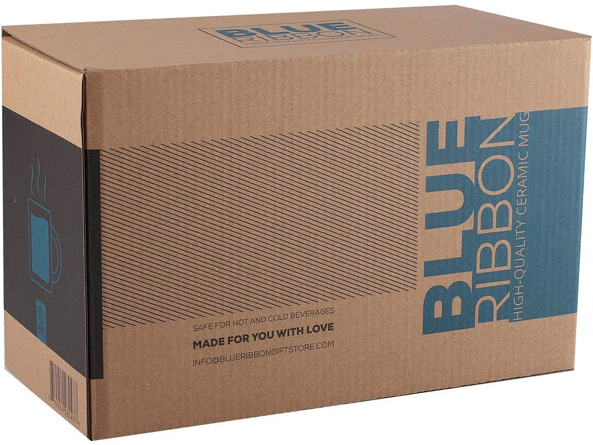 BLUE RIBBON White Sublimation Plain Blank Coffee Mug Hot Chocolate Mugs, Ceramic Mugs Hot Cocoa Mugs Mug Sets Pack of 2 15 oz BLUE RIBBON