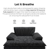 LIKIMIO 59'' Oversized Chaise Lounge Chair Indoor, Upholstered Sofa Bed with Thick Cushion and Armrests, Sleeper Chair - Plush Corduroy Chair Bed for Living Room, Bedroom (Black) LIKIMIO