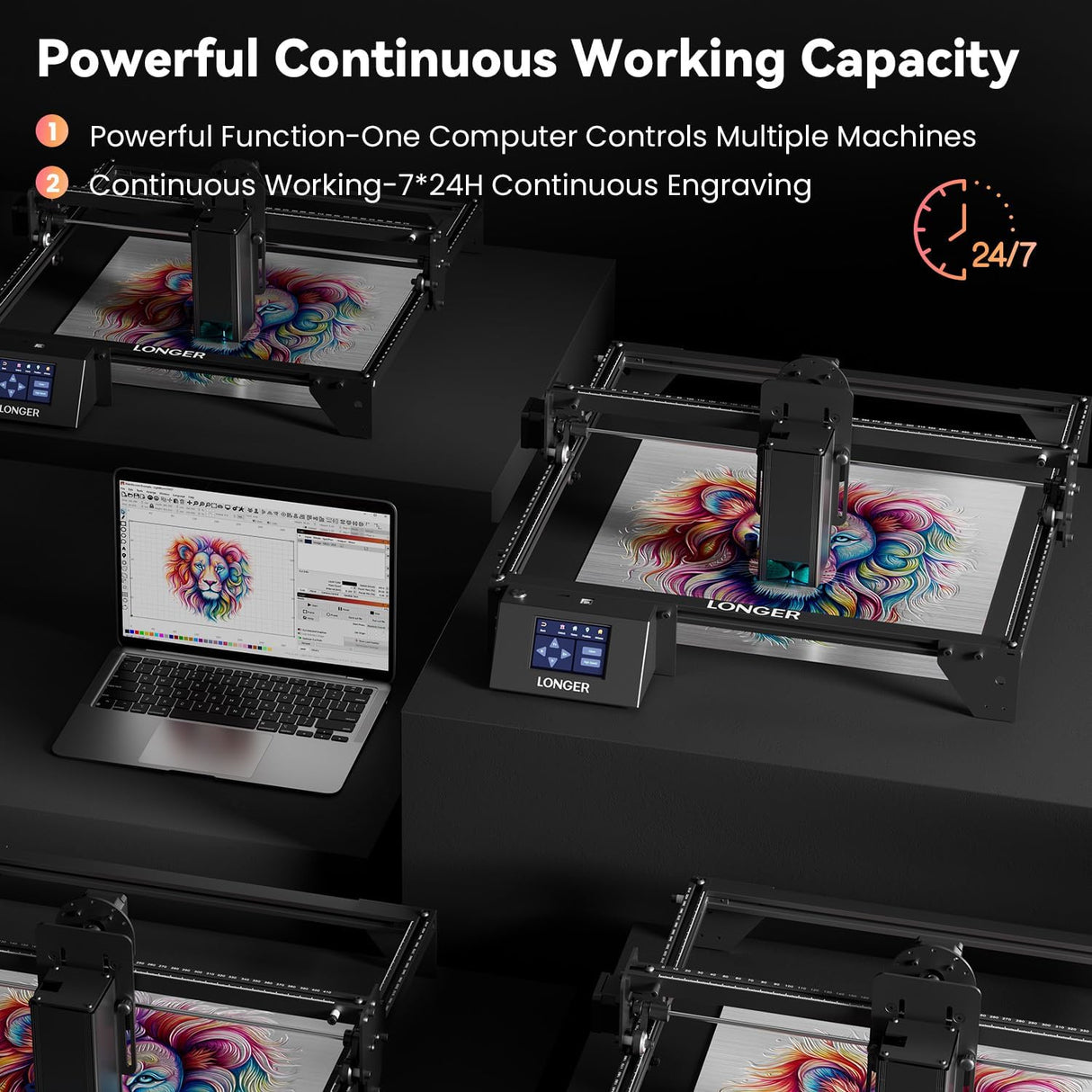 Longer RAY5 Laser Engraver, 20000mW Output Power, 3.5"Touch Screen APP Offline Control, DIY Engraver Tool for Metal/Glass/Wood, Engraving Area 15.75"x14.37" Longer