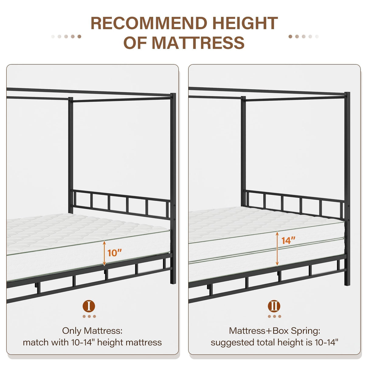 BarnFurin Full Size Metal Canopy Bed Frame,Mattress Foundation Platform with Metal Slats Support,Under-Bed Extra Storage No Box Spring Needed, Easy Assembly, Black BarnFurin