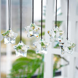 H&D HYALINE & DORA Set of 6 Crystal Glass Christmas Ornaments Clear Faceted Glass Christmas Star Crystal Hanging Ornaments for Xmas Tree Winter New Year Party Supplies H&D HYALINE & DORA